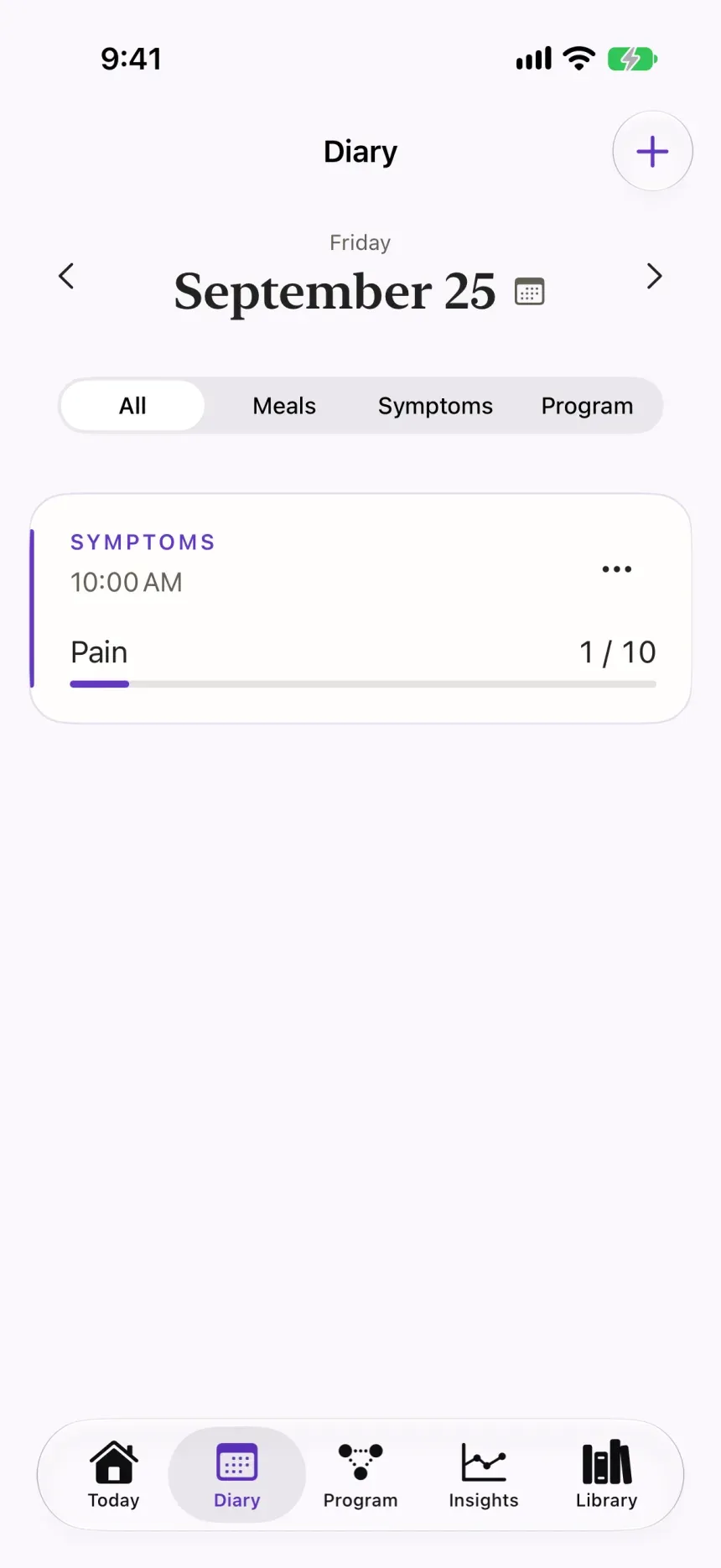 Gutli: Diary screen