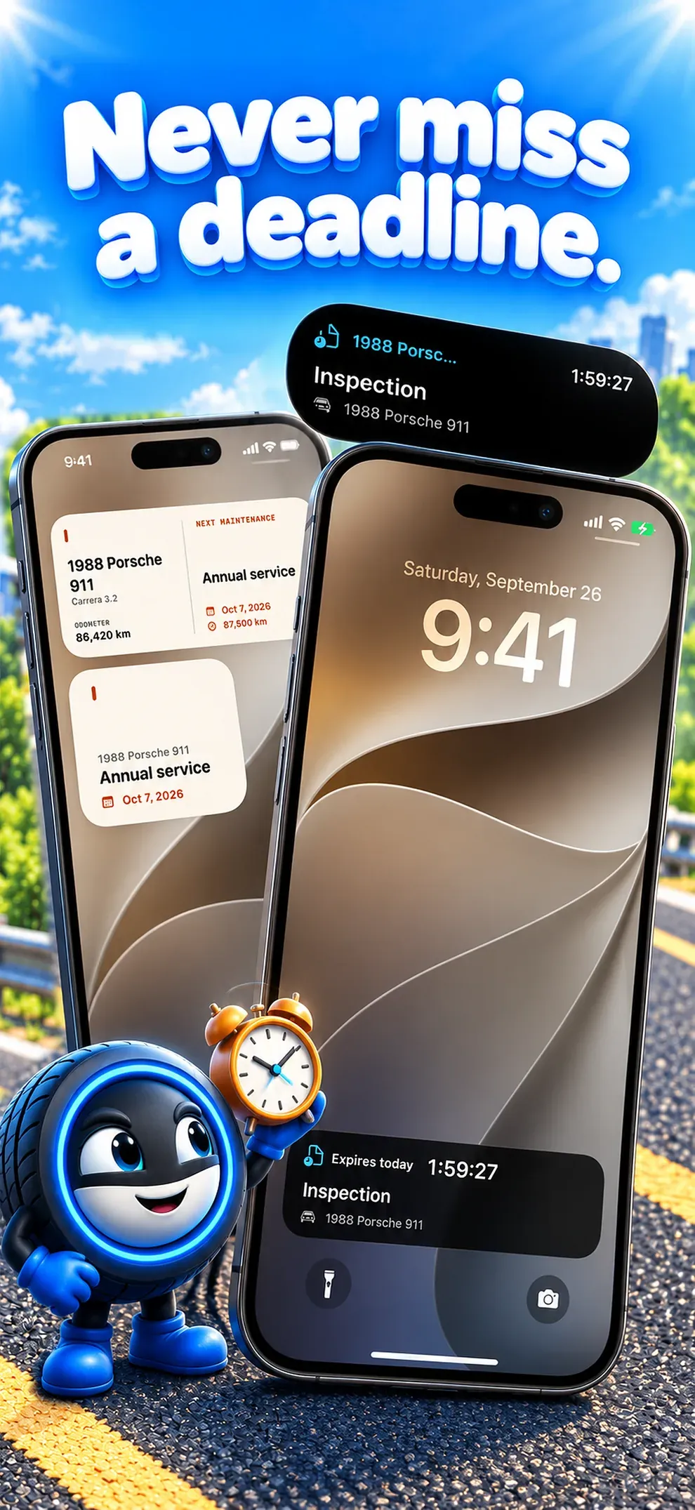 Non dimenticare le scadenze. Widget sulla schermata Home e conto alla rovescia per la revisione sulla schermata di blocco.